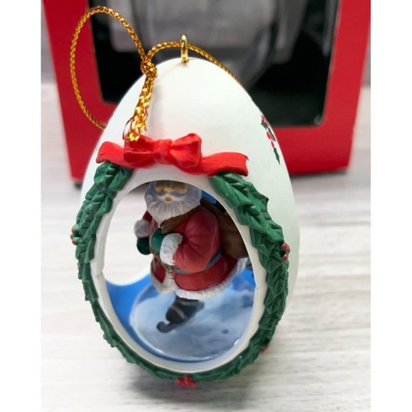 Egg Santa Claus Ice Skating Christmas Tree Ornament with Original Box 1991 - Picture 9 of 9